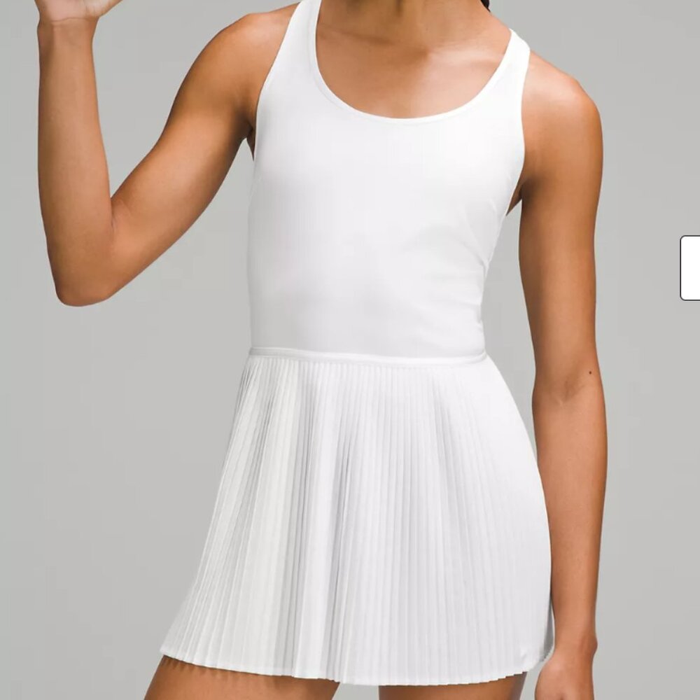 Lululemon Scoop-Neck Pleated Linerless Tennis Dress Size 10 White